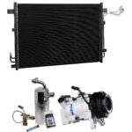 DriveMotive 3-Piece Kit A/C Compressor, 7-Groove Pulley, includes A/C Condenser, and A/C Service Kit (A/C Expansion Valve, A/C Receiver Drier, and A/C O-Ring and Gasket Seal Kit)
