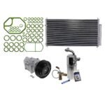DriveMotive 3-Piece Kit A/C Compressor with A/C Condenser, and A/C Service Kit (A/C Expansion Valve, A/C O-Ring and Gasket Seal Kit, and Drier Desiccant Element), 6-Groove Pulley