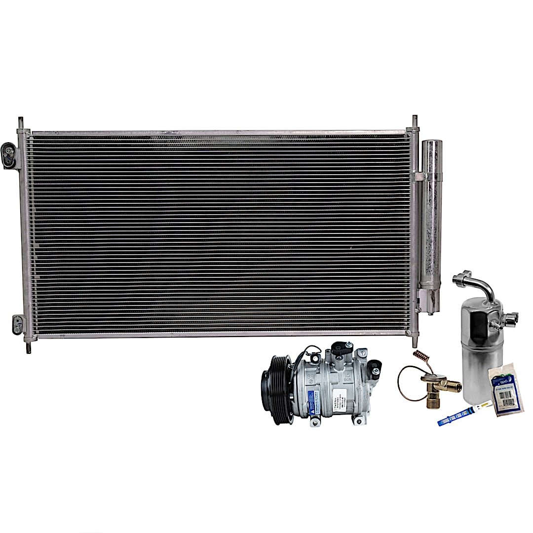 kit-063021-136_1.jpg DriveMotive 3-Piece Kit A/C Compressor, 6-Groove Pulley, includes A/C Condenser, and A/C Service Kit (A/C Expansion Valve, A/C Receiver Drier, and A/C O-Ring and Gasket Seal Kit) - Image 1