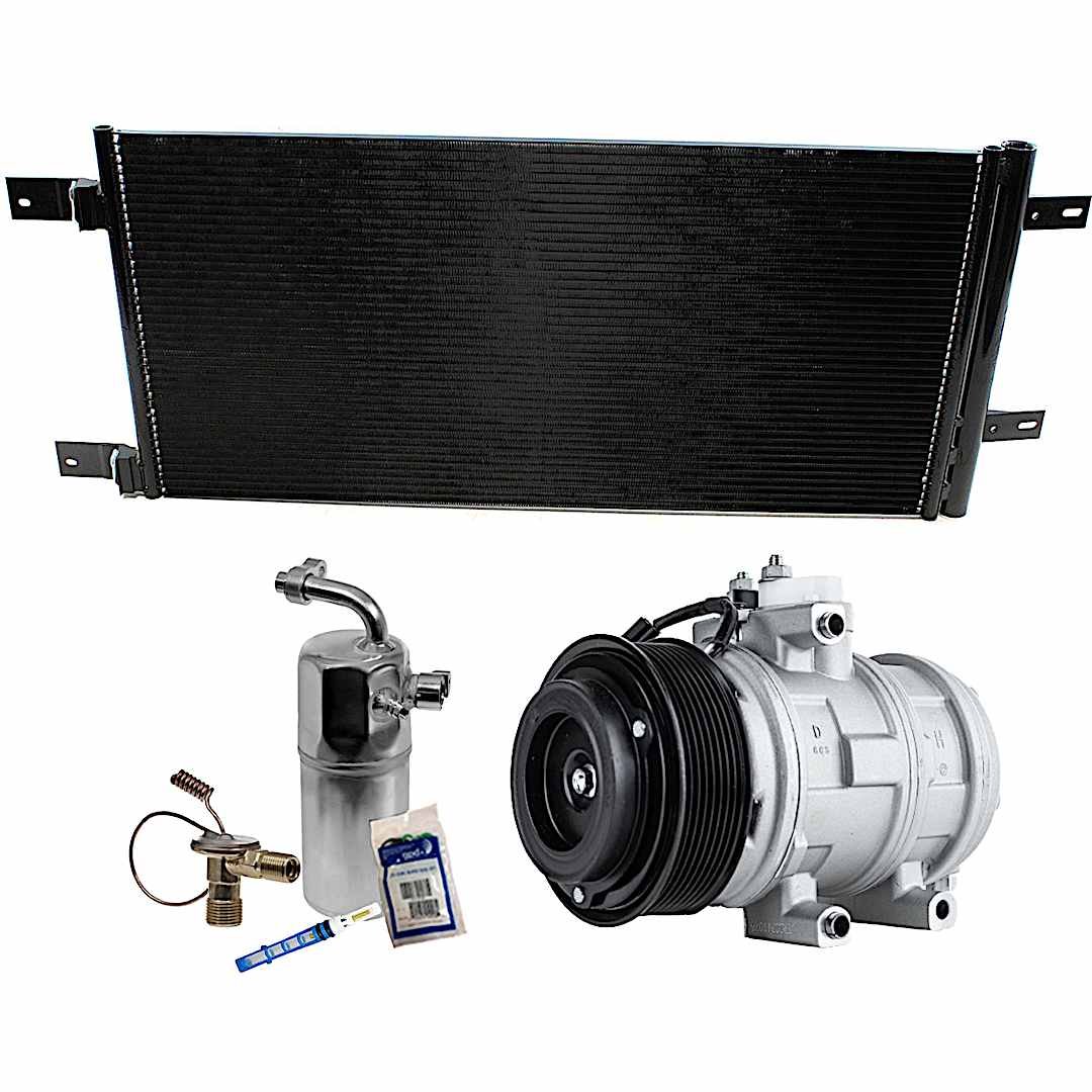kit-063021-181_1.jpg DriveMotive 3-Piece Kit A/C Compressor, 8-Groove Pulley, includes A/C Condenser, and A/C Service Kit (A/C Expansion Valve, A/C O-Ring and Gasket Seal, and Drier Desiccant Element) - Image 1