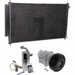 DriveMotive 3-Piece Kit A/C Compressor with A/C Condenser, and A/C Service Kit (A/C Expansion Valve, A/C Expansion Valve, A/C O-Ring and Gasket Seal Kit, and Drier Desiccant Element), 6-Groove Pulley
