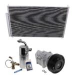 DriveMotive 3-Piece Kit A/C Compressor with A/C Condenser, and A/C Service Kit (A/C Expansion Valve, A/C Expansion Valve, A/C O-Ring and Gasket Seal Kit, and Drier Desiccant Element), 6-Groove Pulley