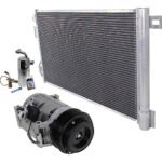 DriveMotive 3-Piece Kit A/C Compressor with A/C Condenser, and A/C Service Kit (A/C Expansion Valve, A/C O-Ring and Gasket Seal Kit, and Drier Desiccant Element), 6-Groove Pulley