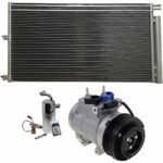 DriveMotive 3-Piece Kit A/C Compressor with A/C Condenser and A/C Service Kit, with Clutch, 6-Groove Pulley, with Hose Fitting Bolts on the Left, 4.53 in. Diameter Clutch