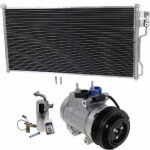 DriveMotive 3-Piece Kit A/C Compressor with A/C Condenser and A/C Service Kit, with Clutch, 6-Groove Pulley, For Models with Rear Air Conditioning, with Hose Fitting Bolts on the Left, 4.53 in. Diameter Clutch