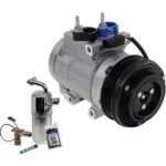 DriveMotive 2-Piece Kit A/C Compressor Kit with A/C Service Kit, with Clutch, 6-Groove Pulley, (From 12-05-2005), with Hose Fitting Bolts on the Left, 4.53 in. Diameter Clutch