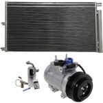 DriveMotive 3-Piece Kit A/C Compressor with A/C Condenser and A/C Service Kit, with Clutch, 6-Groove Pulley, For Models without Rear Air Conditioning, with Hose Fitting Bolts on the Left, 4.53 in. Diameter Clutch