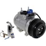 DriveMotive 2-Piece Kit A/C Compressor Kit with A/C Service Kit, with Clutch, 6-Groove Pulley, For Models with Rear Air Conditioning, with Hose Fitting Bolts on the Left, 4.53 in. Diameter Clutch