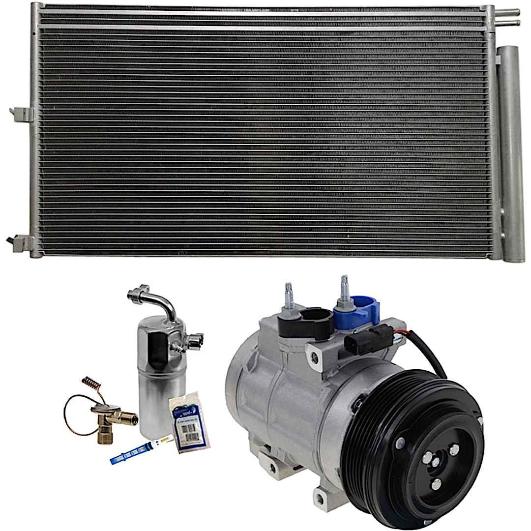 kit-063021-68_1.jpg DriveMotive 3-Piece Kit A/C Compressor with A/C Condenser and A/C Service Kit, with Clutch, 6-Groove Pulley, 119.0 in. Wheelbase, with Rear Air Conditioning, with Hose Fitting Bolts on the Left, 4.53 in. Clutch - Image 1