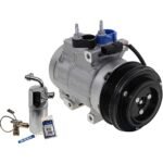 DriveMotive 2-Piece Kit A/C Compressor Kit with A/C Service Kit, with Clutch, 6-Groove Pulley, with Hose Fitting Bolts on the Left, 4.53 in. Diameter Clutch