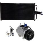 DriveMotive 3-Piece Kit A/C Compressor with A/C Condenser and A/C Service Kit, with Clutch, 6-Groove Pulley, with Hose Fitting Bolts on the Left, 4.53 in. Diameter Clutch