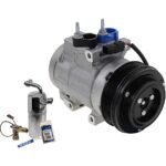DriveMotive 2-Piece Kit A/C Compressor Kit with A/C Service Kit, with Clutch, 6-Groove Pulley, For Models without Rear Air Conditioning, with Hose Fitting Bolts on the Left, 4.53 in. Diameter Clutch