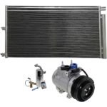 DriveMotive 3-Piece Kit A/C Compressor with A/C Condenser and A/C Service Kit, with Clutch, 6-Groove Pulley, For Models without Rear Air Conditioning, with Hose Fitting Bolts on the Left, 4.53 in. Diameter Clutch