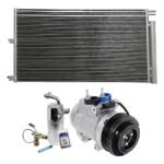 DriveMotive 3-Piece Kit A/C Compressor with A/C Condenser and A/C Service Kit, 5.4L/6.2L Engine, with Clutch, 6-Groove Pulley, with Hose Fitting Bolts on the Left, 4.53 in. Diameter Clutch