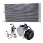 DriveMotive 3-Piece Kit A/C Compressor with A/C Condenser and A/C Service Kit, 6.2L Engine, with Clutch, 6-Groove Pulley, Electric Power Steering, with Hose Fitting Bolts on the Left, 4.53 in. Diameter Clutch