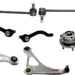 TrueDrive 8-Piece Kit Front, Driver and Passenger Side, Lower Control Arm, Coupe, includes (2) Control Arm, (1) Sway Bar Link, (2) Tie Rod End, and (2) Wheel Hub