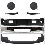 Replacement 7-Piece Kit, Front, Driver and Passenger Side Bumper, Chrome, Includes (1) Bumper, (2) Bumper Bracket, (1) Bumper Cover, (2) Fog Light Cover, and (1) Valance