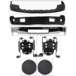 Replacement 7-Piece Kit, Front, Driver and Passenger Side, Inner Bumper, Chrome, Includes (1) Bumper, (2) Bumper Bracket, (1) Bumper Cover, (2) Fog Light Cover, and (1) Valance