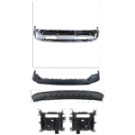 Replacement 7-Piece Kit, Front, Driver and Passenger Side, Upper and Lower Bumper, For Models With Two Piece Bumper Type, Chrome, Includes (1) Bumper, (4) Bumper Bracket, (1) Bumper Cover, and (1) Valance
