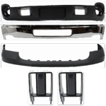 Replacement 5-Piece Kit, Front, Driver and Passenger Side Bumper, Chrome, Includes (1) Bumper, (2) Bumper Bracket, (1) Bumper Cover, and (1) Valance