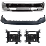 Replacement 6-Piece Kit, Front, Driver and Passenger Side, Upper and Lower Bumper, Chrome, Includes (1) Bumper, (4) Bumper Bracket, and (1) Bumper Cover