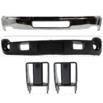 Replacement 4-Piece Kit, Front, Driver and Passenger Side Bumper, Chrome, Includes (1) Bumper, (2) Bumper Bracket, and (1) Valance
