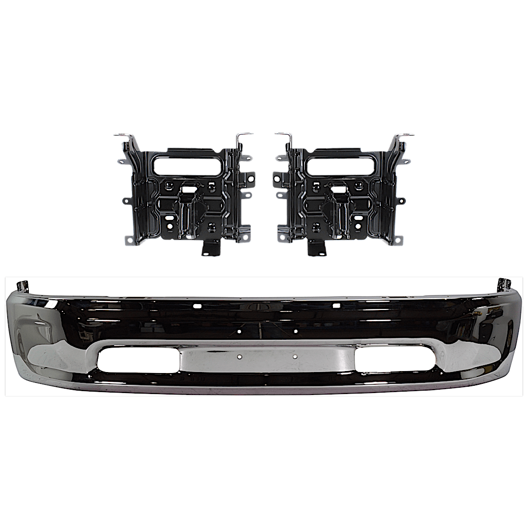 kit-070224-c624_1.png Replacement 3-Piece Kit, Front, Driver and Passenger Side Bumper, Chrome, Includes (1) Bumper and (4) Bumper Bracket - Image 1