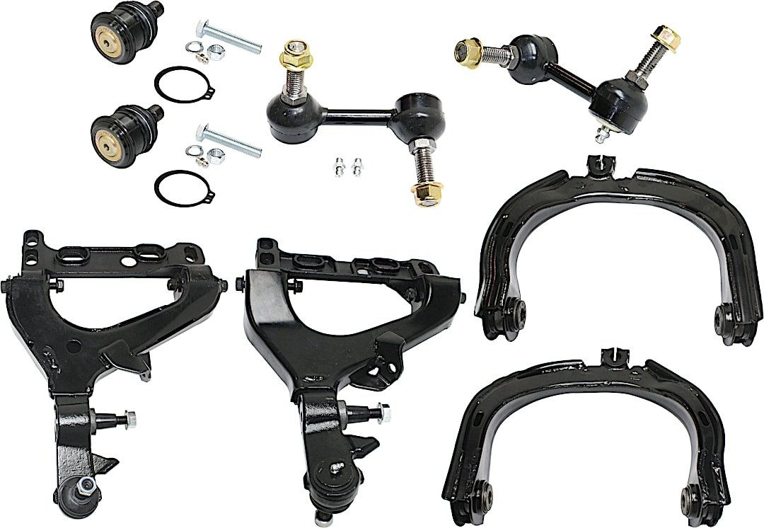 kit-070224-c81_1.jpg TrueDrive 8-Piece Kit Front, Driver and Passenger Side, Upper and Lower Control Arm with Ball Joints and Sway Bar Links - Image 1