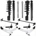 TrueDrive 12-Piece Kit Front and Rear, Driver and Passenger Side Suspension Includes Control Arms, Loaded Struts, Shock Absorbers, Sway Bar Links, and Tie Rod Ends