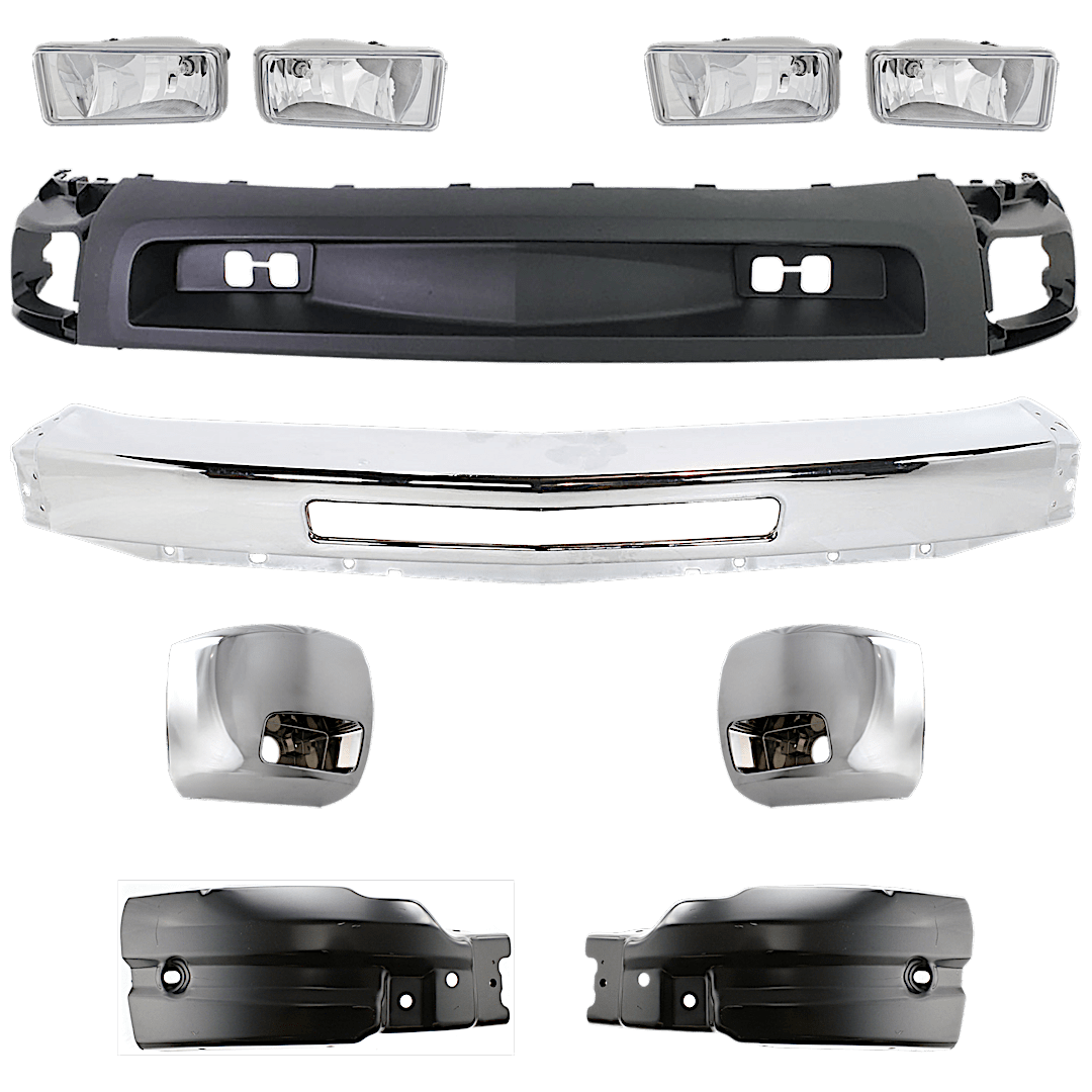kit-07182024-62_1.png Replacement 6-Piece Kit, Front Bumper, Chrome, Includes (1) Bumper, (4) Bumper End, and (1) Valance - Image 1