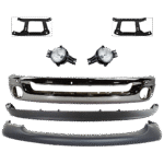 Replacement 7-Piece Kit, Front Bumper, Chrome, Includes (1) Bumper, (2) Bumper Bracket, (2) Fog Light, and (2) Valance