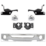 Replacement 7-Piece Kit, Front Bumper, Chrome, Includes (1) Bumper, (2) Bumper Bracket, (2) Fog Light, and (2) Fog Light Bracket