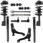 TrueDrive 12-Piece Kit Front and Rear, Driver and Passenger Side Shock and Fully Loaded Strut with Control Arm, Sway Bar Link, and Tie Rod End