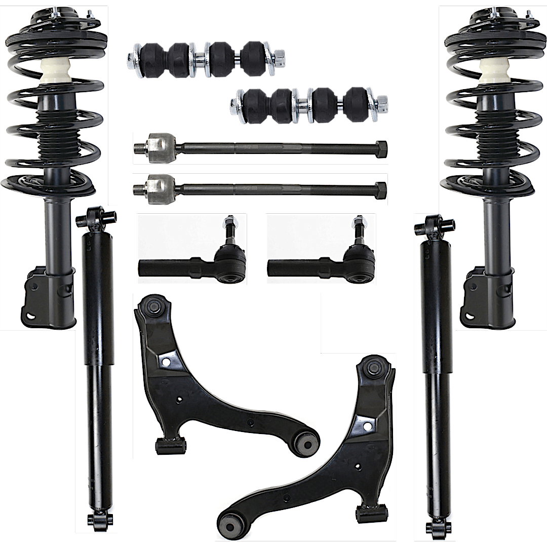 kit-071824-c119_1.png TrueDrive 12-Piece Kit Front and Rear, Driver and Passenger Side Shock and Fully Loaded Strut with Control Arm, Sway Bar Link, and Tie Rod End - Image 1