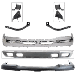 Replacement 9-Piece Kit, Front Bumper, Chrome, Includes (1) Bumper, (6) Bumper Bracket, (1) Bumper Cover, and (1) Valance