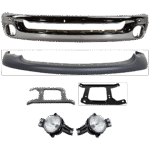 Replacement 6-Piece Kit Front Bumper, Chrome, Includes (1) Bumper, (2) Bumper Bracket, (2) Fog Light, and (1) Valance