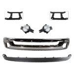 Replacement 6-Piece Kit Front Bumper, Chrome, Includes (1) Bumper, (2) Bumper Bracket, (2) Fog Light, and (1) Valance