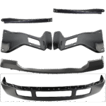 Replacement 6-Piece Kit Front Bumper, For Models Without Fender Flare Holes, Painted Black, Includes (1) Bumper, (4) Bumper Bracket, and (1) Bumper Cover