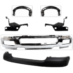 Replacement 6-Piece Kit, Front Bumper, Chrome, Includes (1) Bumper, (4) Bumper Bracket, and (1) Bumper Cover