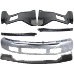 Replacement 6-Piece Kit Front Bumper, For Models Without Fender Flare Holes, Chrome, Includes (1) Bumper, (4) Bumper Bracket, and (1) Bumper Cover
