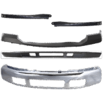 Replacement 6-Piece Kit, Front Bumper, For Models Without Fender Flare Holes, Chrome, Includes (1) Bumper, (3) Bumper Bracket, (1) Bumper Cover, and (1) Valance