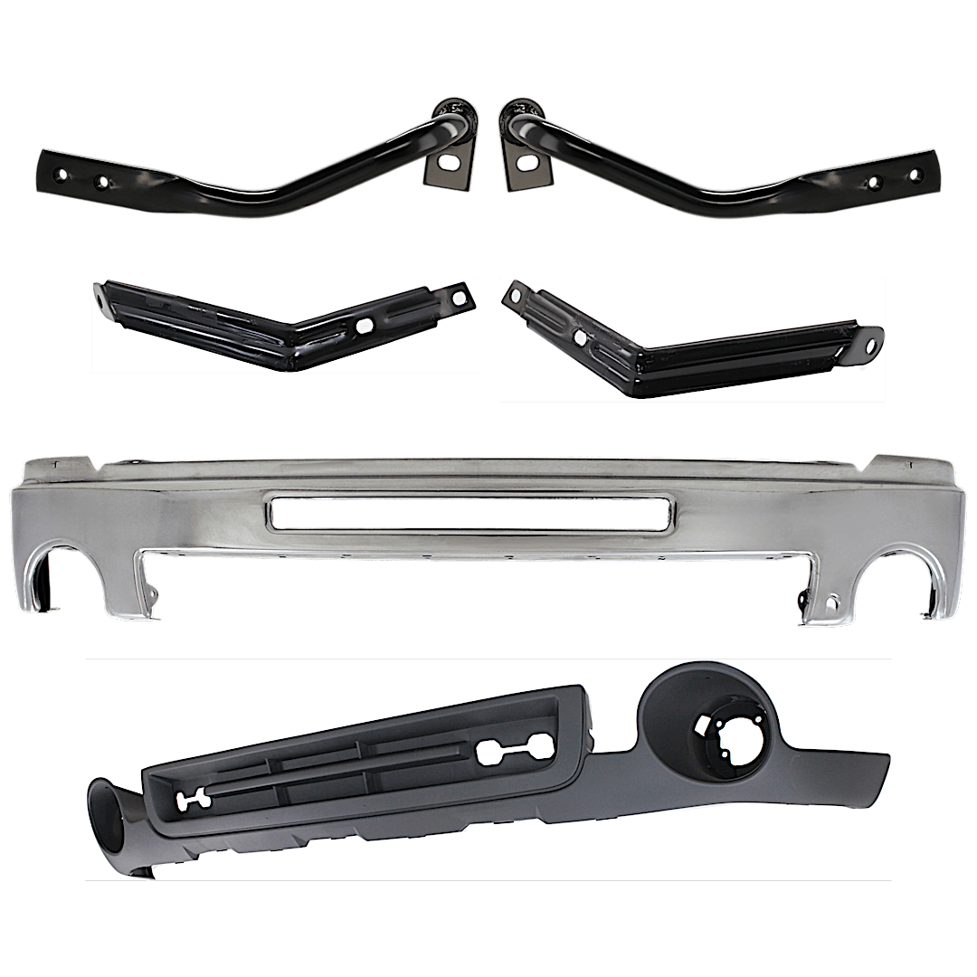 kit-071824-c221_1.png Replacement 6-Piece Kit, Front Bumper, Chrome, Includes (1) Bumper, (4) Bumper Bracket, and (1) Valance - Image 1