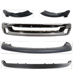 Replacement 5-Piece Kit Front Bumper, Chrome, Includes (1) Bumper, (2) Bumper Bracket, and (2) Valance