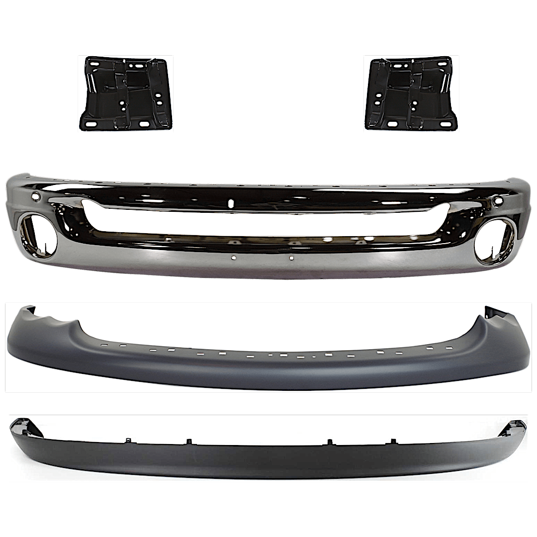 kit-071824-c270_1.png Replacement 5-Piece Kit Front Bumper, Chrome, Includes (1) Bumper, (2) Bumper Bracket, and (2) Valance - Image 1
