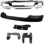 Replacement 5-Piece Kit Front Bumper, Chrome, Includes (1) Bumper, (3) Bumper Bracket, and (1) Bumper Cover