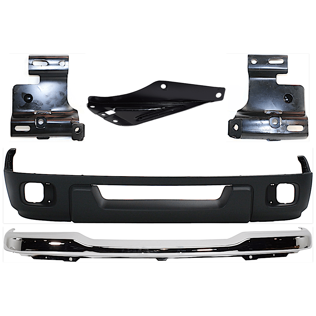 kit-071824-c311_1.png Replacement 5-Piece Kit, Front Bumper, Chrome, Includes (1) Bumper, (3) Bumper Bracket, and (1) Valance - Image 1