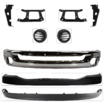 Replacement 9-Piece Kit Front Bumper, Chrome, Includes (1) Bumper, (4) Bumper Bracket, (1) Bumper Cover, (2) Fog Light Cover, and (1) Valance