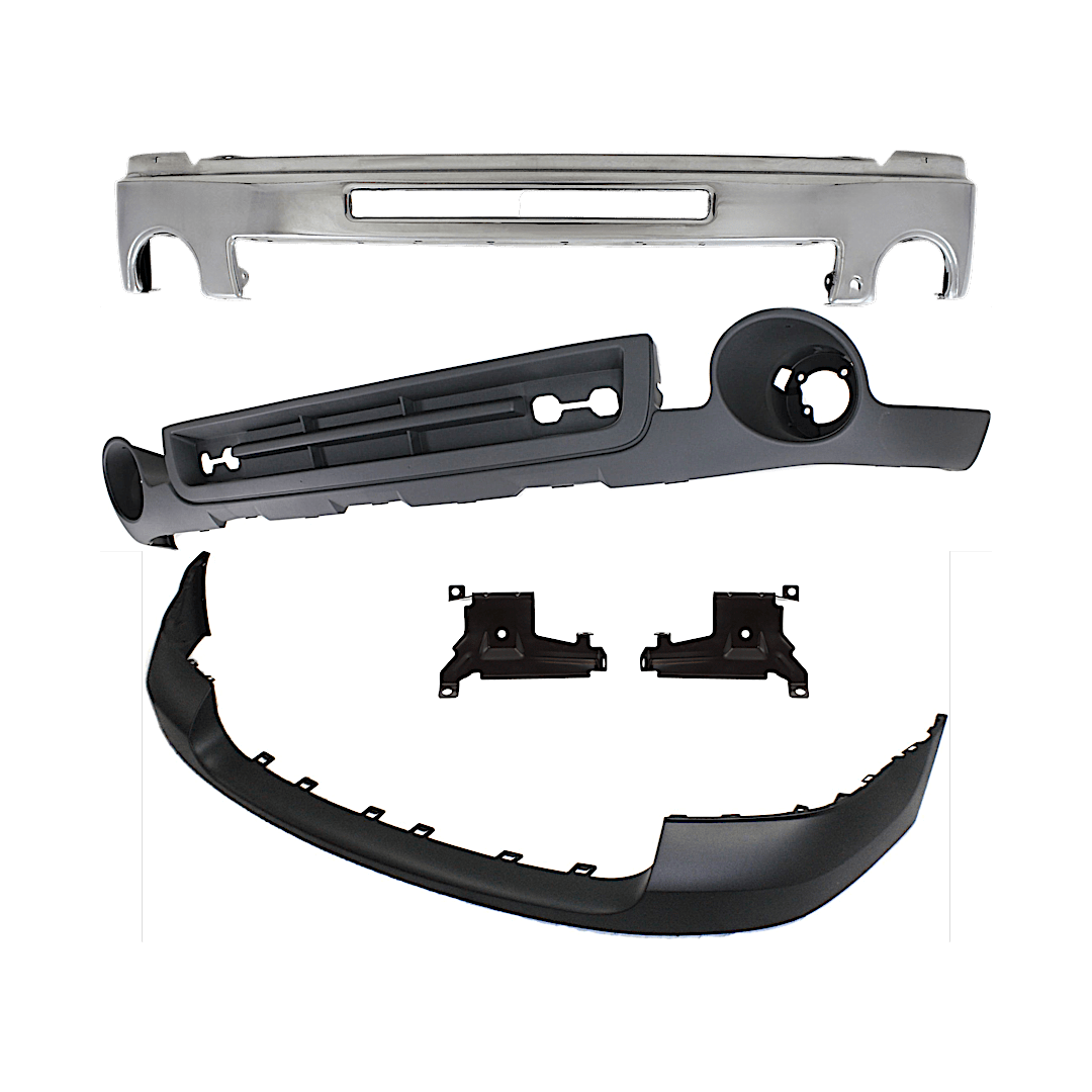 kit-071824-c366_1.png Replacement 5-Piece Kit, Front Bumper, Chrome, Includes (1) Bumper, (2) Bumper Bracket, (1) Bumper Cover, and (1) Valance - Image 1
