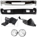 Replacement 6-Piece Kit, Front Bumper, Chrome, Includes (1) Bumper, (2) Bumper Bracket, (2) Fog Light, and (1) Valance