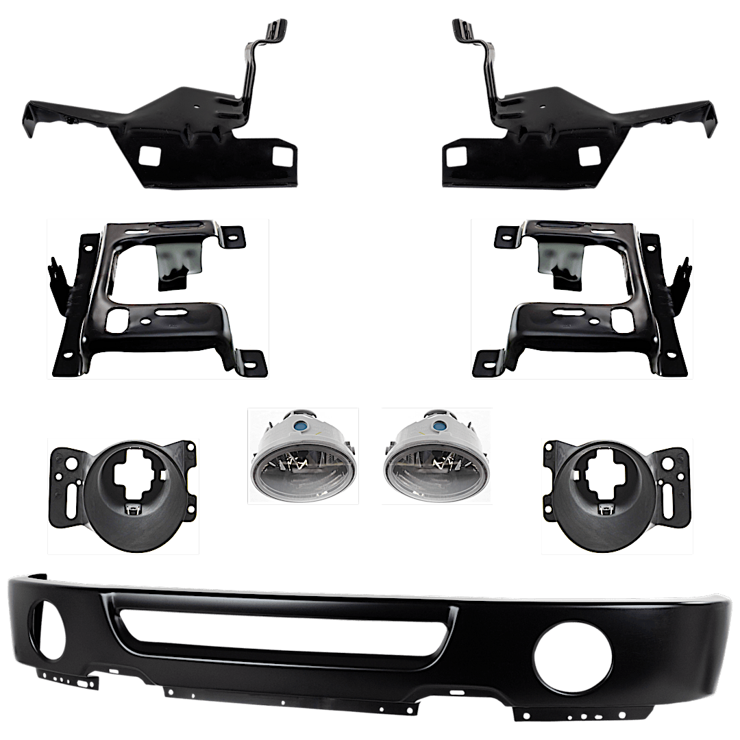 kit-071824-c40_1.png Replacement 9-Piece Kit Front Bumper, Paint to Match, Includes (1) Bumper, (4) Bumper Bracket, (2) Fog Light, and (2) Fog Light Bracket - Image 1